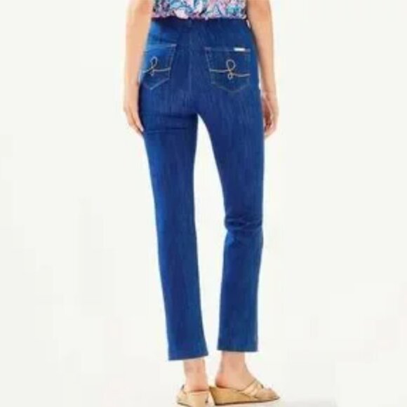 Lilly Pulitzer Jeans Ocean Cay High Rise Crop Hibiskiss Wash with Side Zipper - Picture 6 of 8